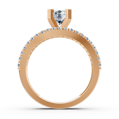 Bague en or rose avec 1,50 ct. diamants de laboratoire en style pavé