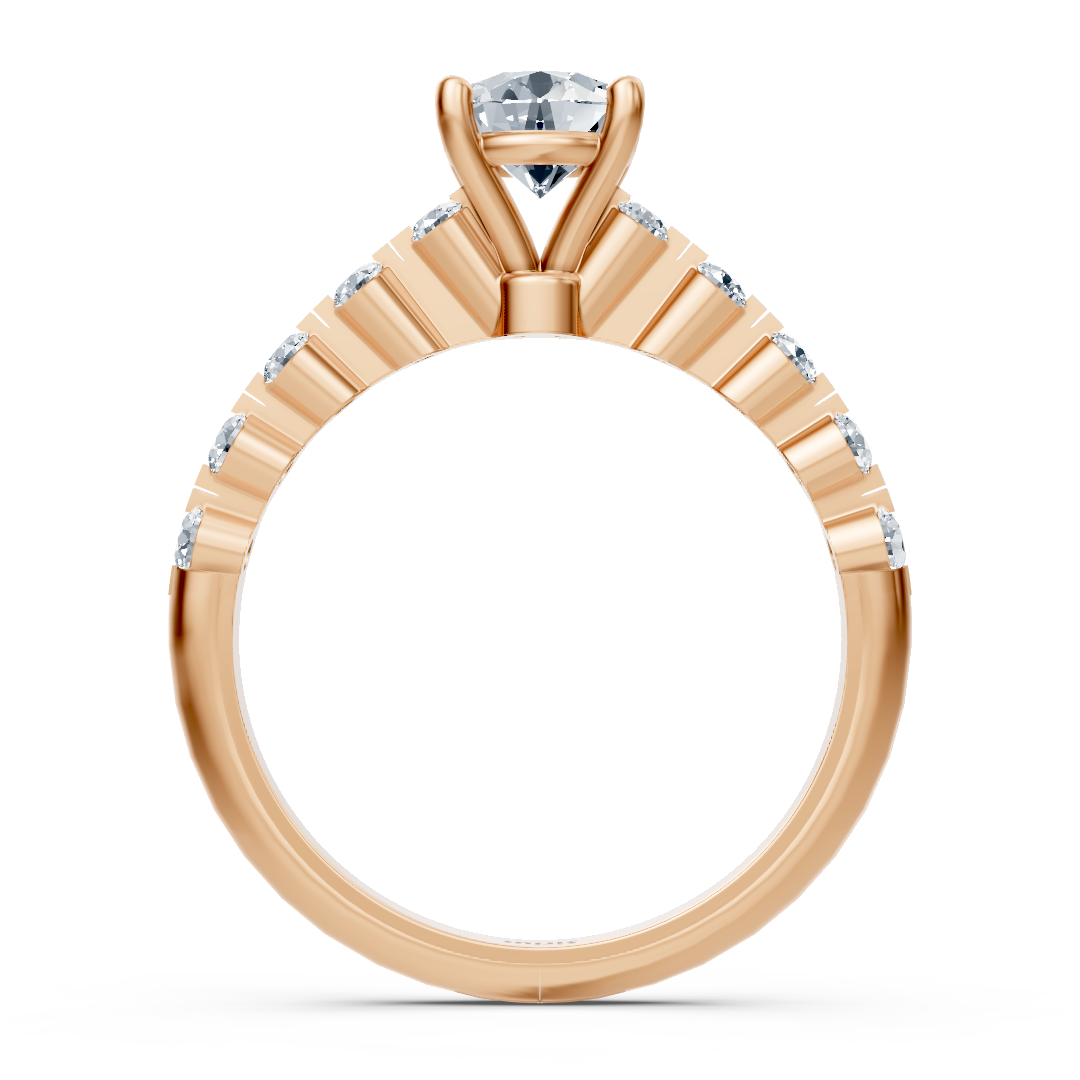 Halbe Eternity & Solitaire Bague Diamant Or Rose