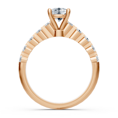 Halbe Eternity & Solitaire Bague Diamant Or Rose