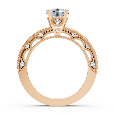 Bague en or rose avec diamants de laboratoire et topaze blanche de style vintage