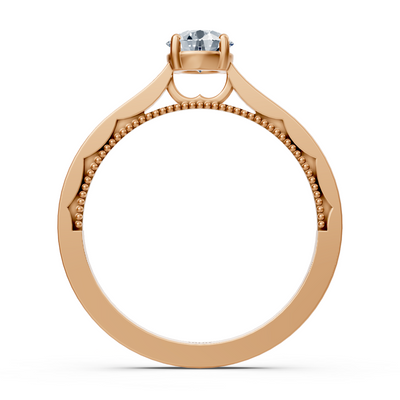 Elegant solitaire ring made of rose gold with 5 mm lab diamond