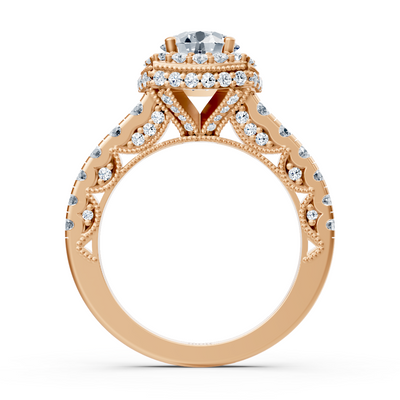Magnificent rose gold ring with vintage halo and lab diamonds