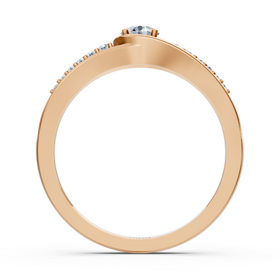 Rose gold ring with solitaire and fine lab diamonds