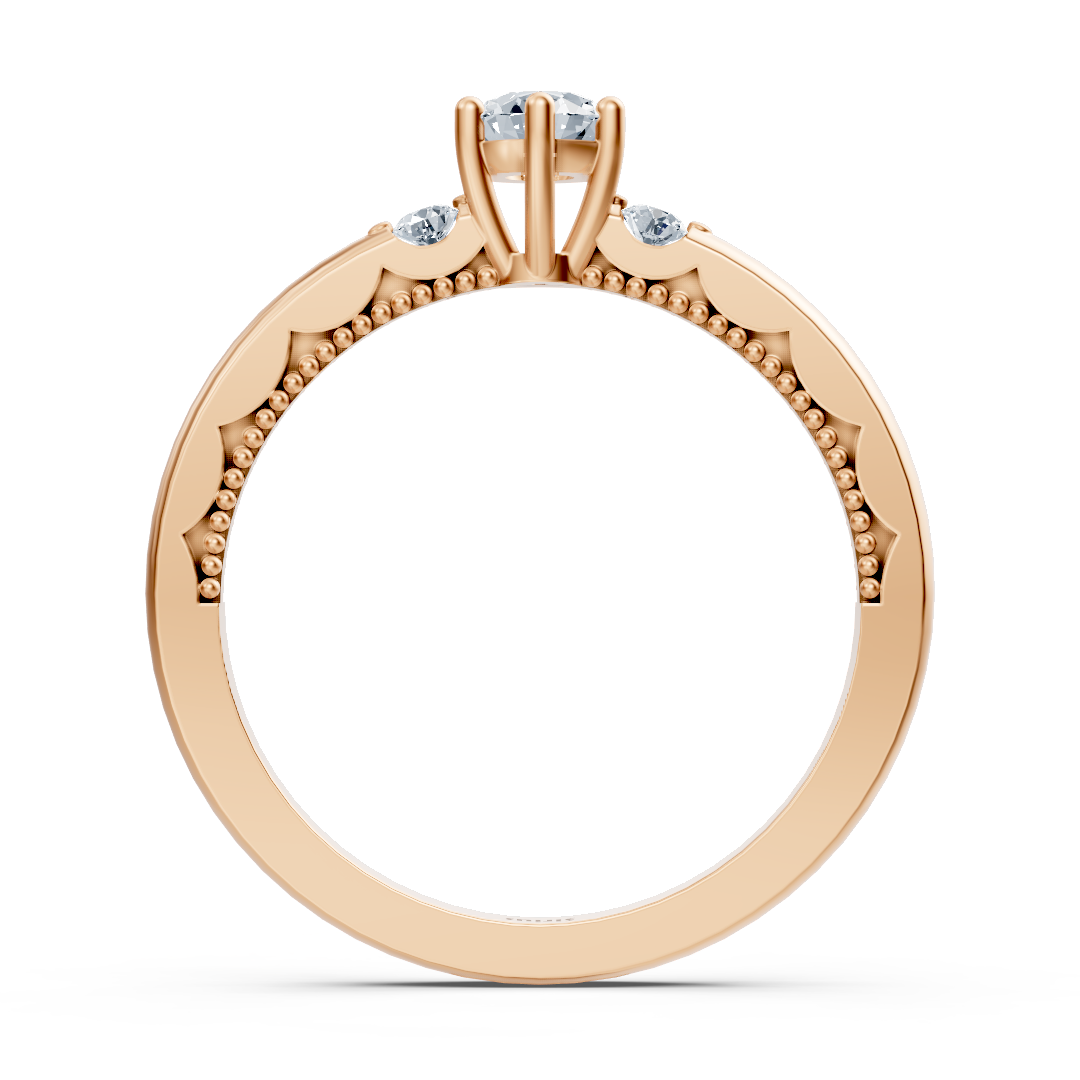 Rose gold engagement ring with triple-set lab diamonds