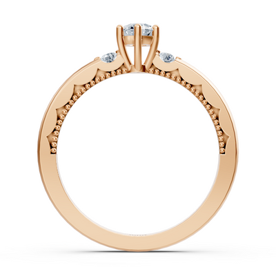 Rose gold engagement ring with triple-set lab diamonds