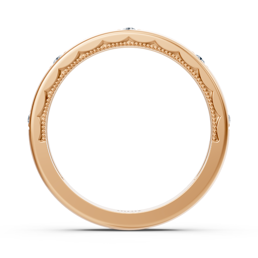 Rose gold ring with curved design and lab diamonds
