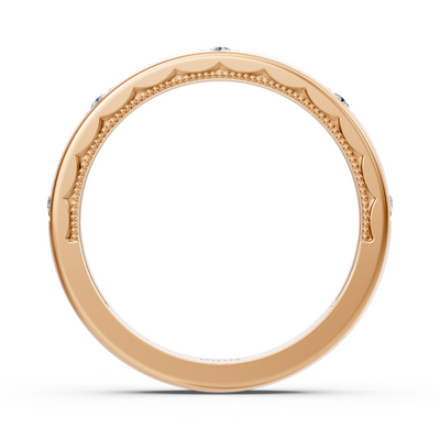Rose gold ring with curved design and lab diamonds