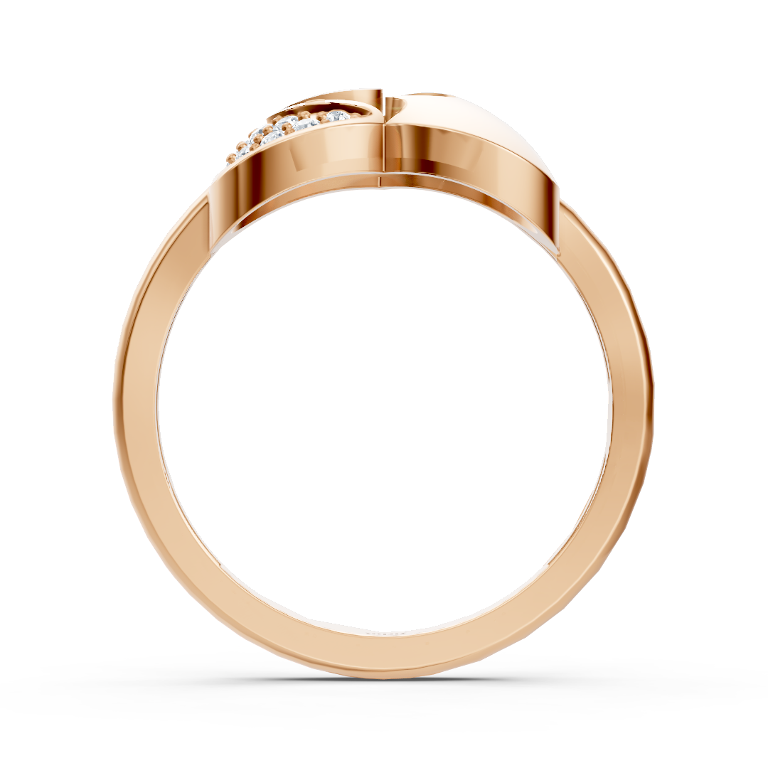 Rose gold heart ring with artistic design and lab diamonds