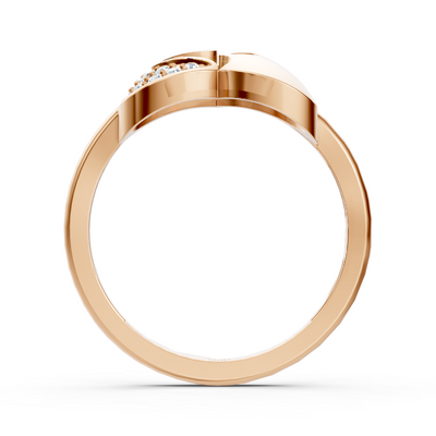 Rose gold heart ring with artistic design and lab diamonds