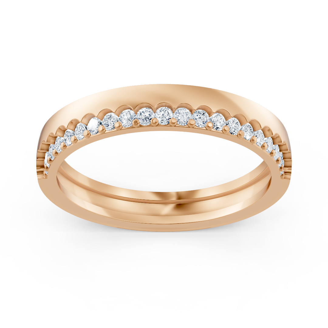 14K rose gold ring with 21 lab diamonds in prong setting