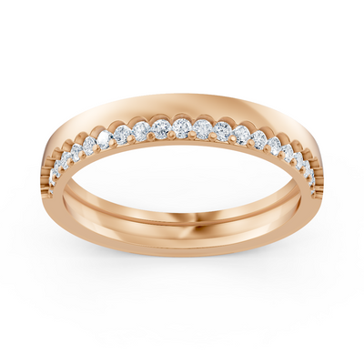 14K rose gold ring with 21 lab diamonds in prong setting