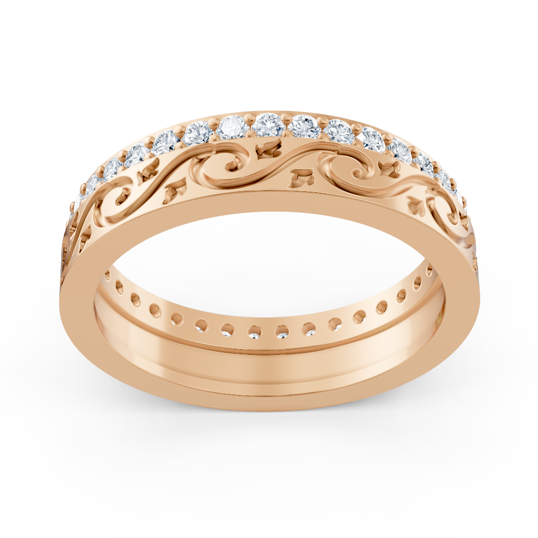 Ornamentierter Roségoldring mit 37 runden Labor-Diamanten - hochwertiger Schmuck von Rosy Lab Diamonds