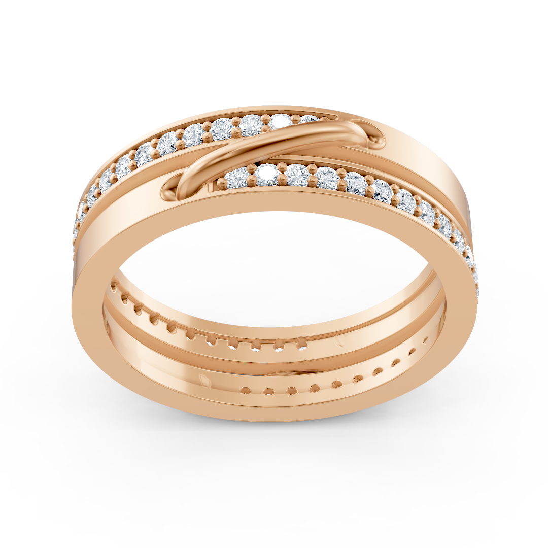 Bague en or rose avec détail de boucles et 52 diamants de laboratoire – Bijoux haut de gamme de Rosy Lab Diamonds