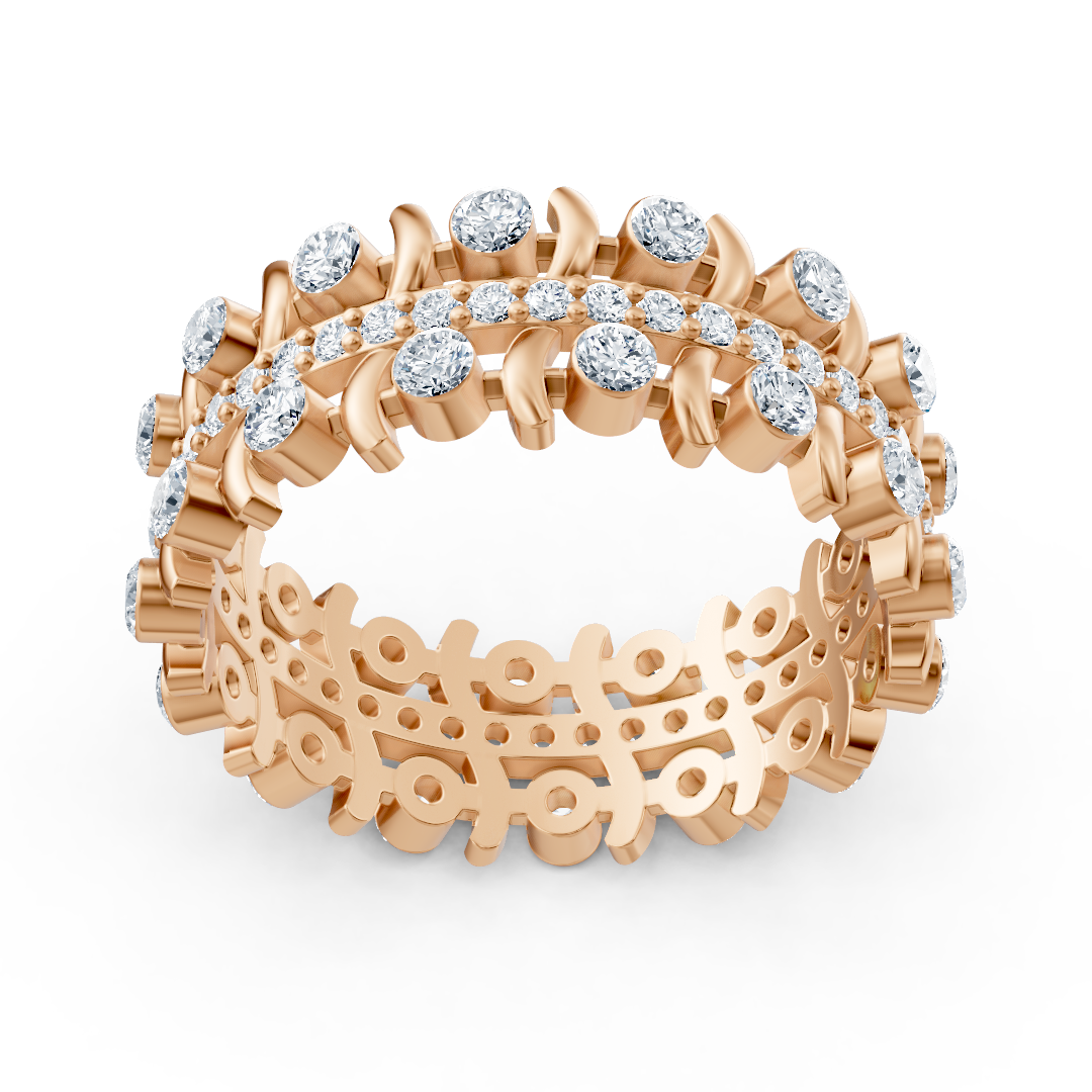 Roségoldring mit Doppelreihe laborgezüchteter Diamanten - hochwertiger Schmuck von Rosy Lab Diamonds