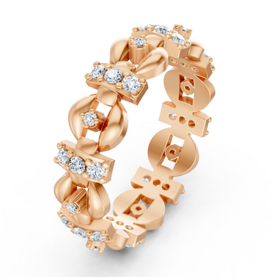 Bague en or rose avec design moderne et diamants cultivés en laboratoire