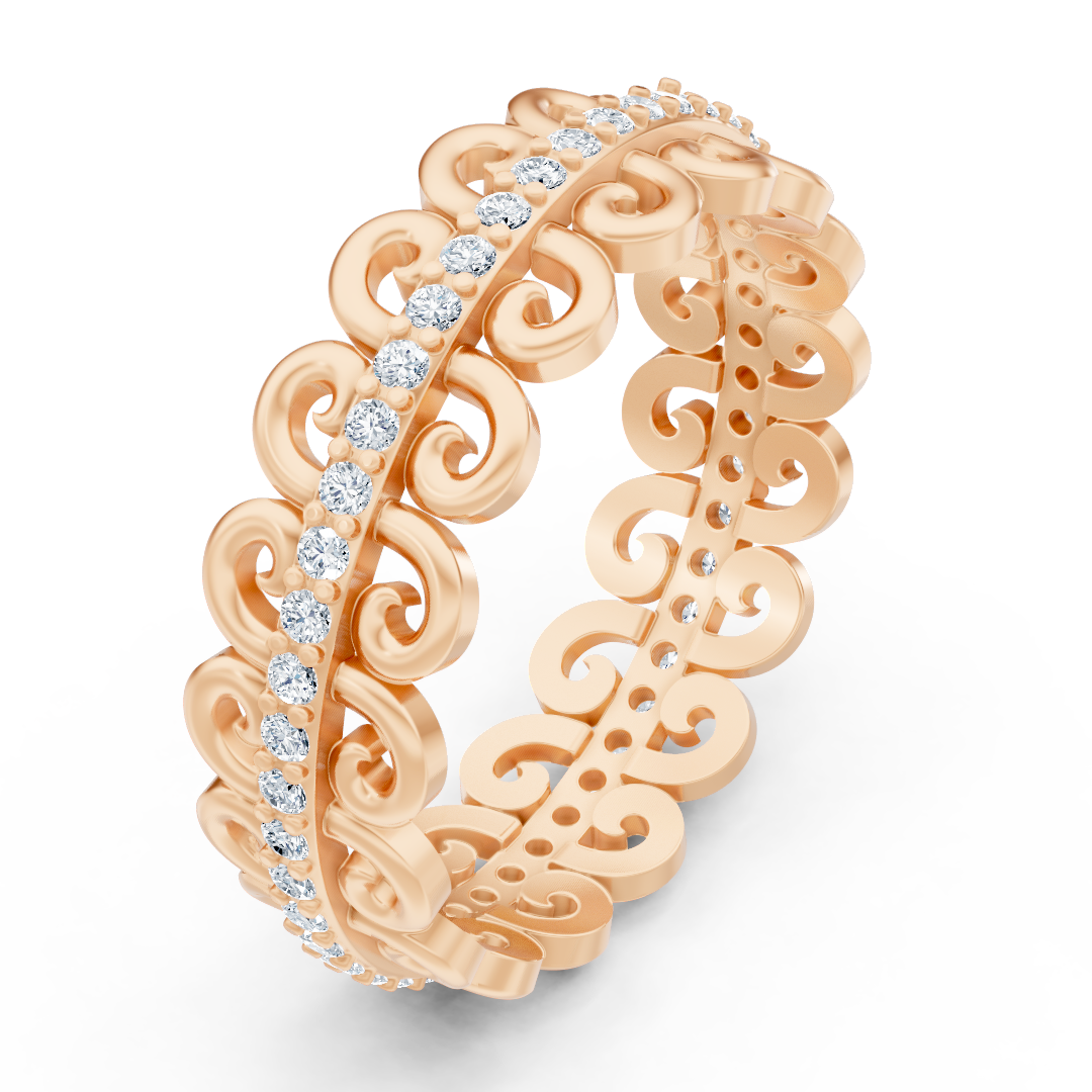 Verschnörkelter Roségoldring mit laborgezüchteten Diamanten - hochwertiger Schmuck von Rosy Lab Diamonds