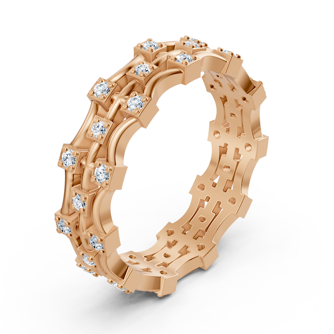Architektonischer Diamant-Ring in Roségold – 0,374 Karat