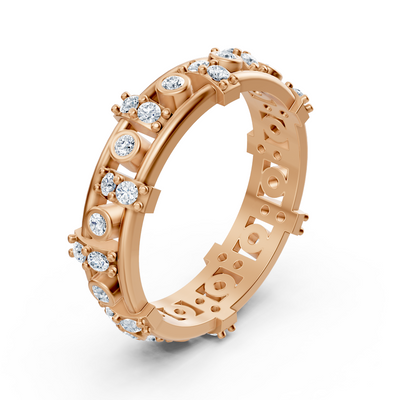 Diamond ring with bezel and prong setting in rose gold – 0.552 carat