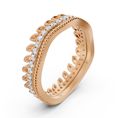 Bague diamant en forme de feuille en or rose – 0,44 carat
