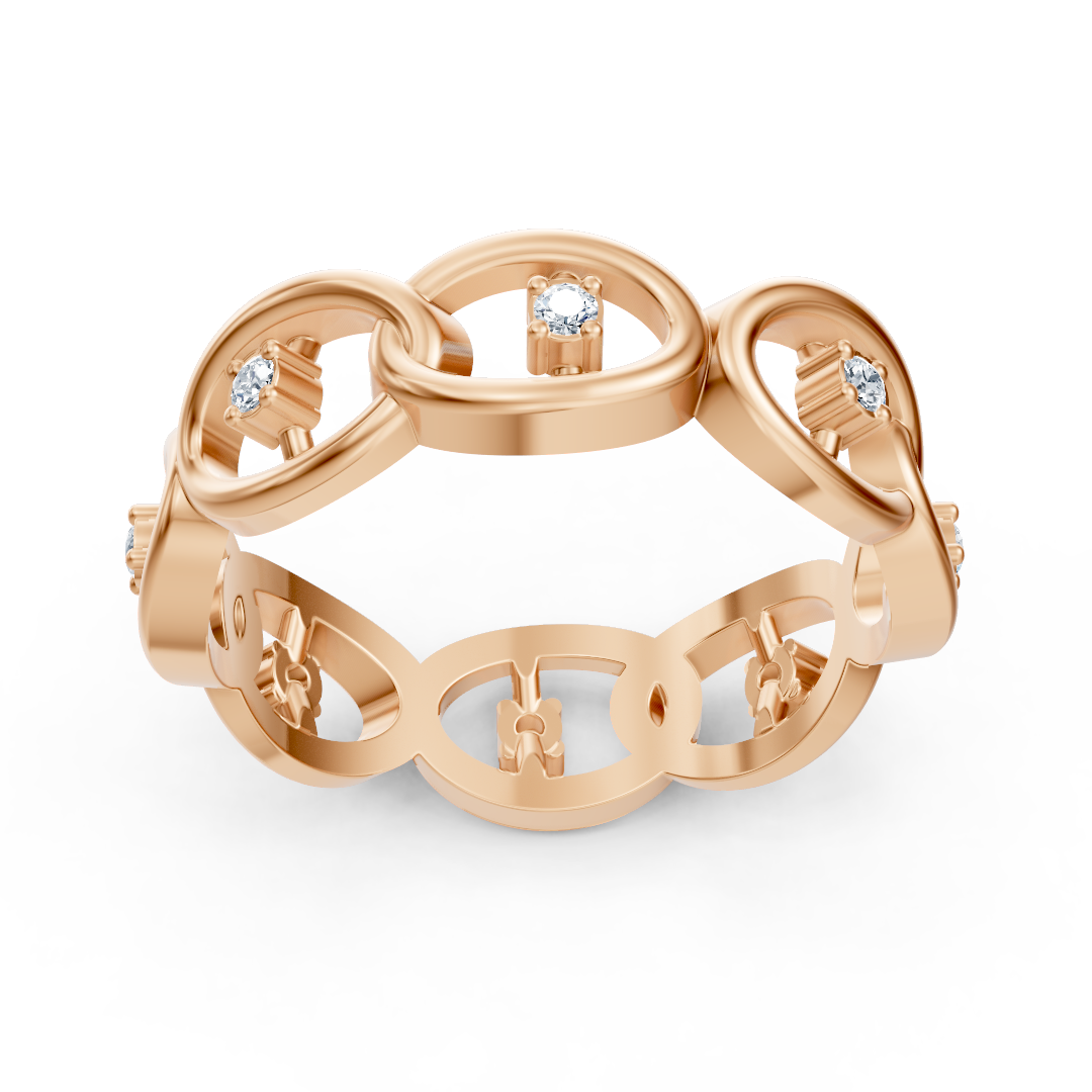 8 laboratuvar pırlantalı 14K Rose Altın modern yüzük - Rosy Lab Diamonds’tan yüksek kaliteli Mücevher