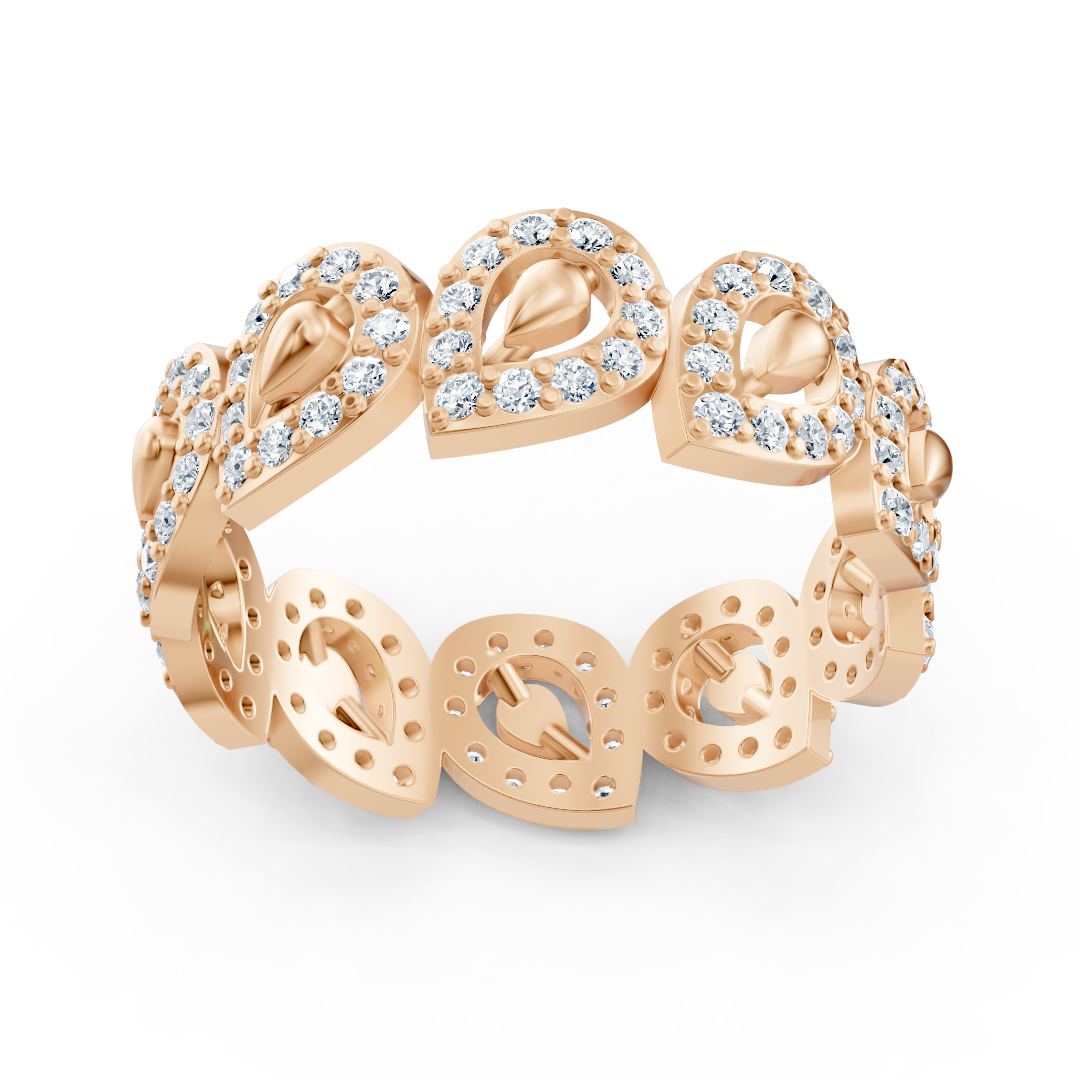 14K Rose Altın ve laboratuvar pırlantalarından gözyaşı şekilli Pırlanta Yüzük - Rosy Lab Diamonds’tan kaliteli Mücevher