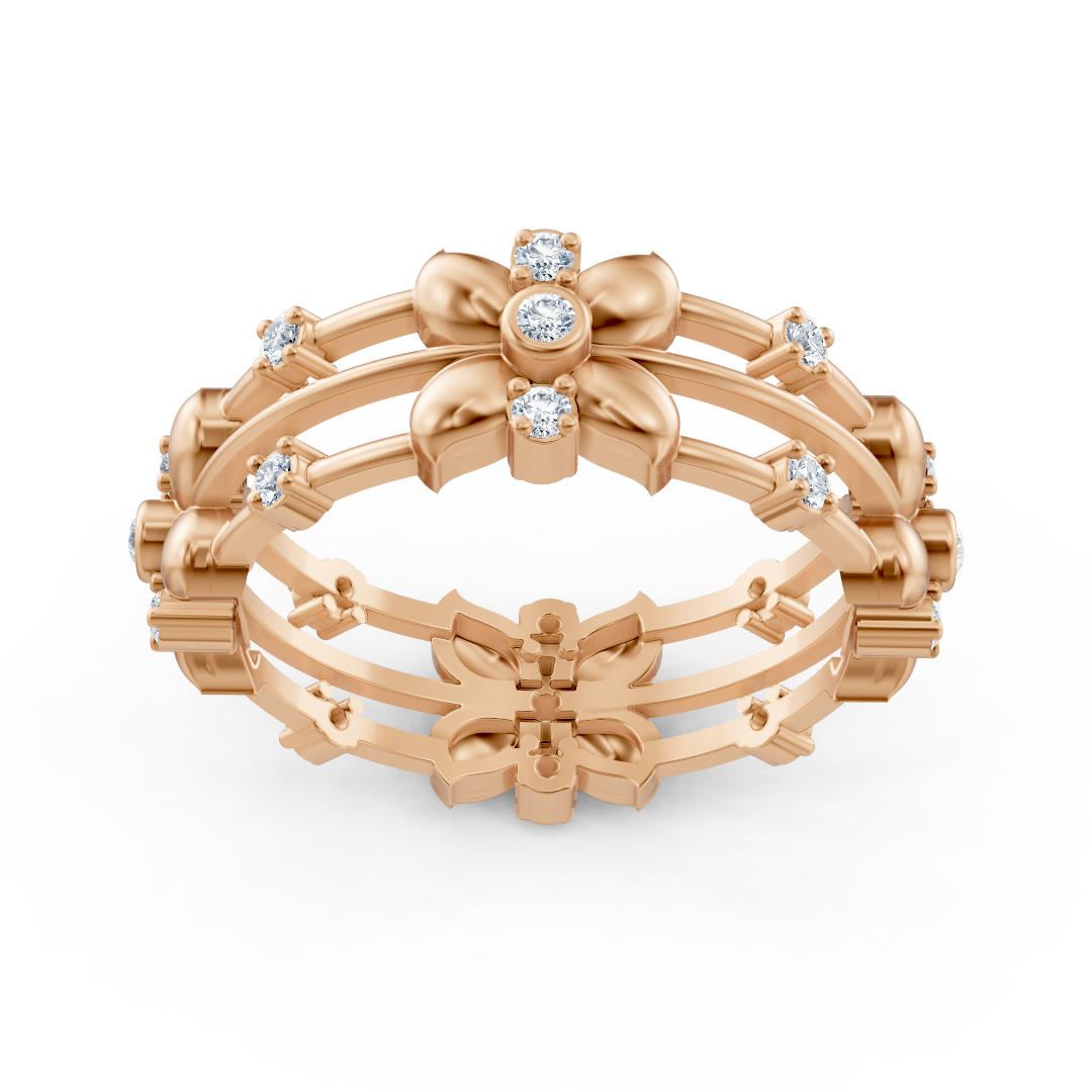 Roségoldener Floraldetail-Ring mit Labordiamanten - hochwertiger Schmuck von Rosy Lab Diamonds