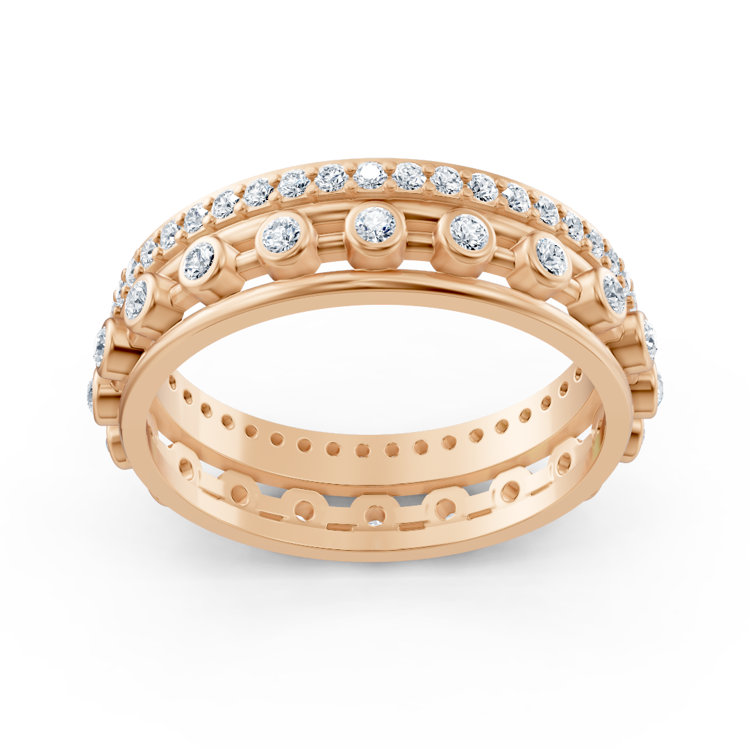 Bague à double anneau en or rose avec diamants de laboratoire – bijoux haut de gamme de Rosy Lab Diamonds
