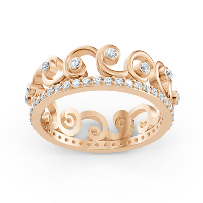 Rose gold ring with lab diamonds and playful ornament structure