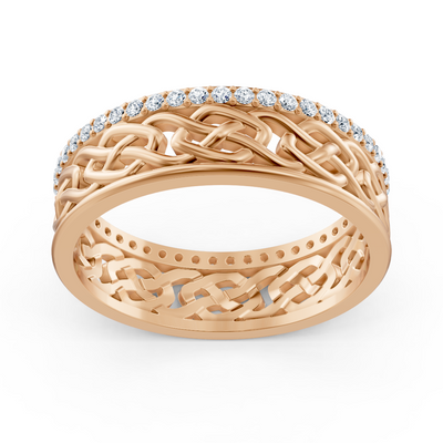 Rose gold braided ring with lab diamonds
