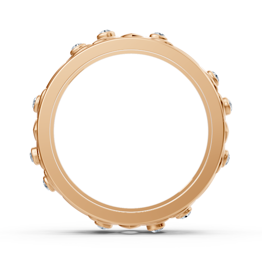 Rose gold ring with floral decoration and lab diamonds