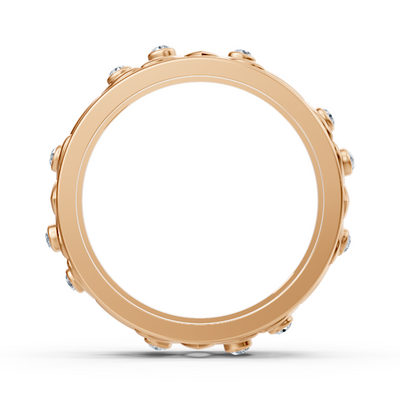 Rose gold ring with floral decoration and lab diamonds