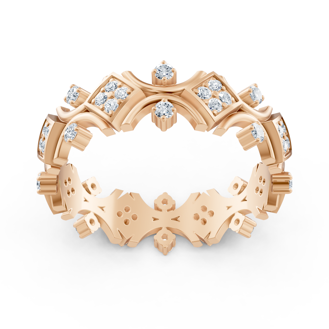Extravagant rose gold ring with pavé- and prong-set lab-grown diamonds - high-quality Jewelry from Rosy Lab Diamonds