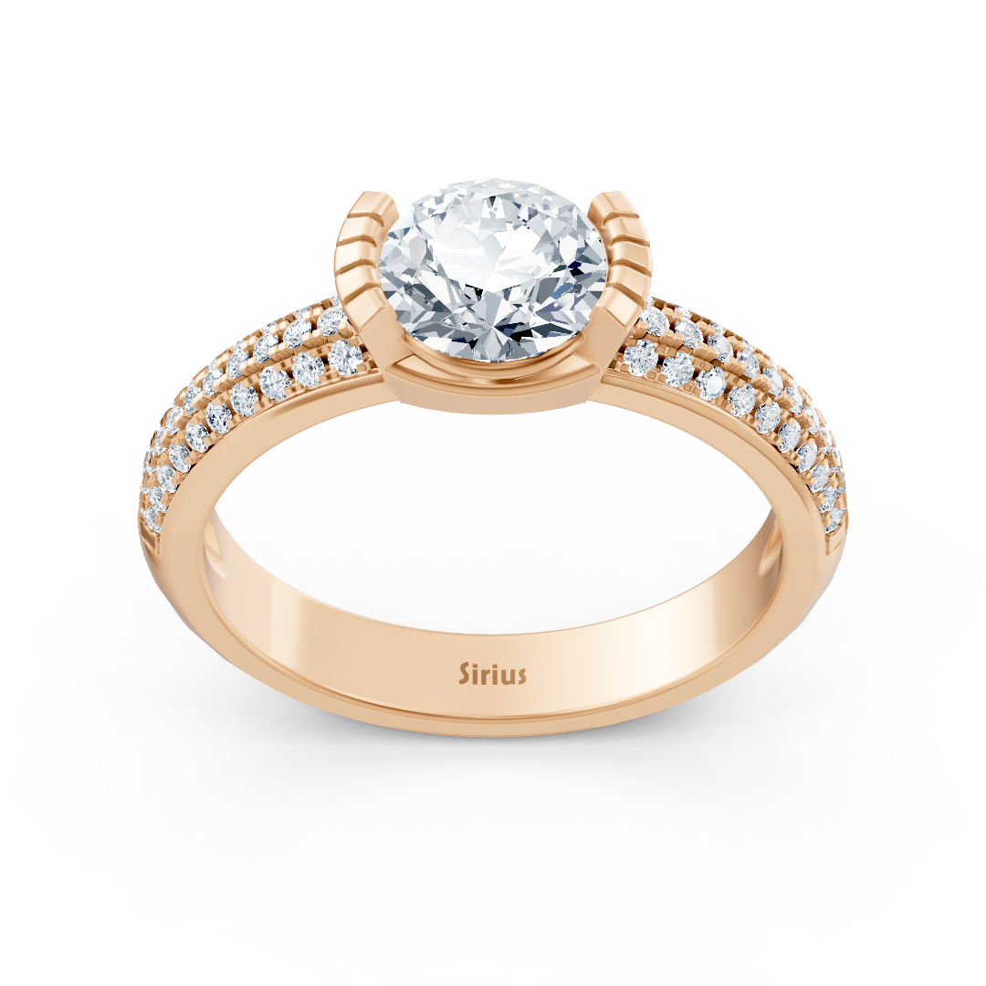 Rose gold ring with channel setting and modern lab diamond design