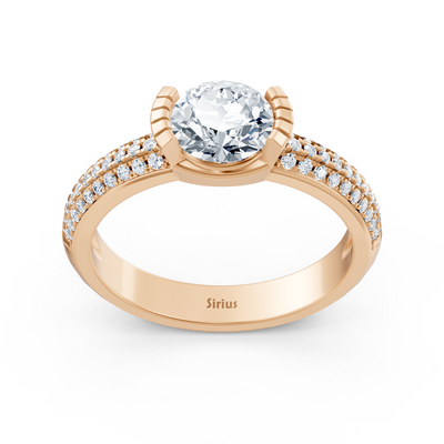 Rose gold ring with channel setting and modern lab diamond design