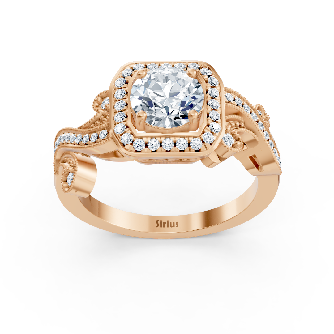 Roségold-Diamantring im Barockstil mit Pavé-Fassung – 14K Verlobungsring