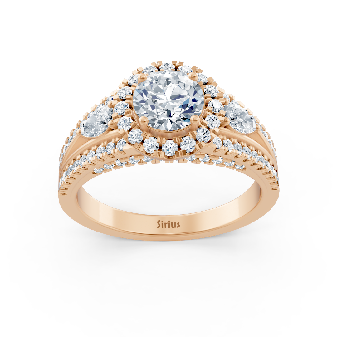Rose gold ring with white topaz & lab-grown diamonds – triple set