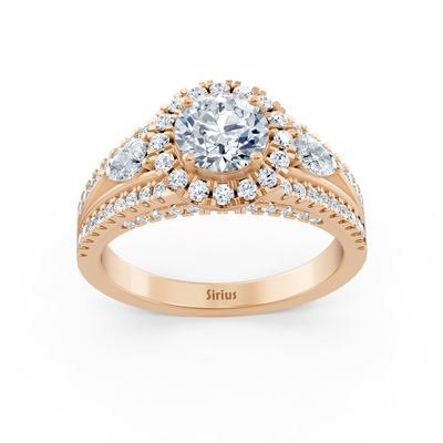 Rose gold ring with white topaz & lab-grown diamonds – triple set