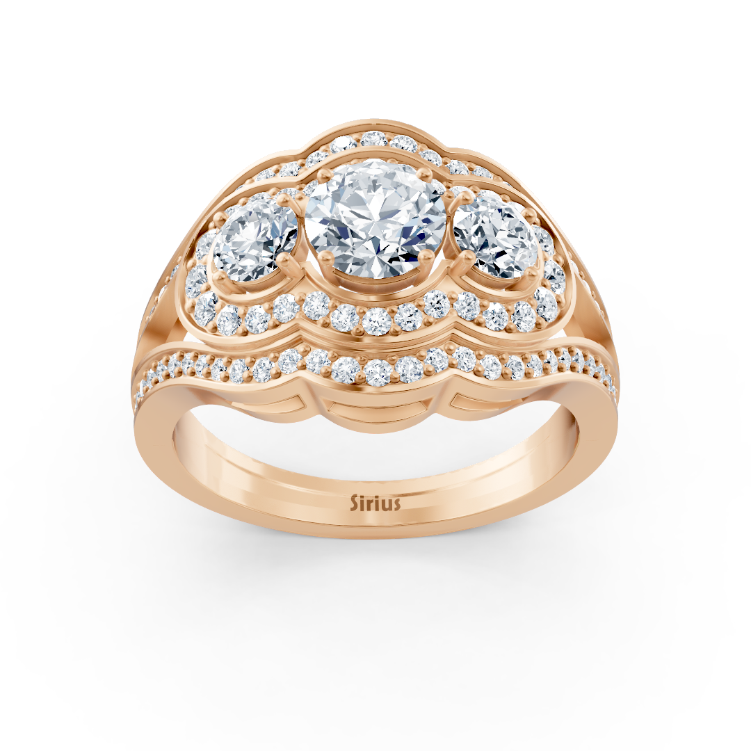 Majestueuse bague en or rose sertie de diamants brillants – Bijoux haut de gamme de Rosy Lab Diamonds