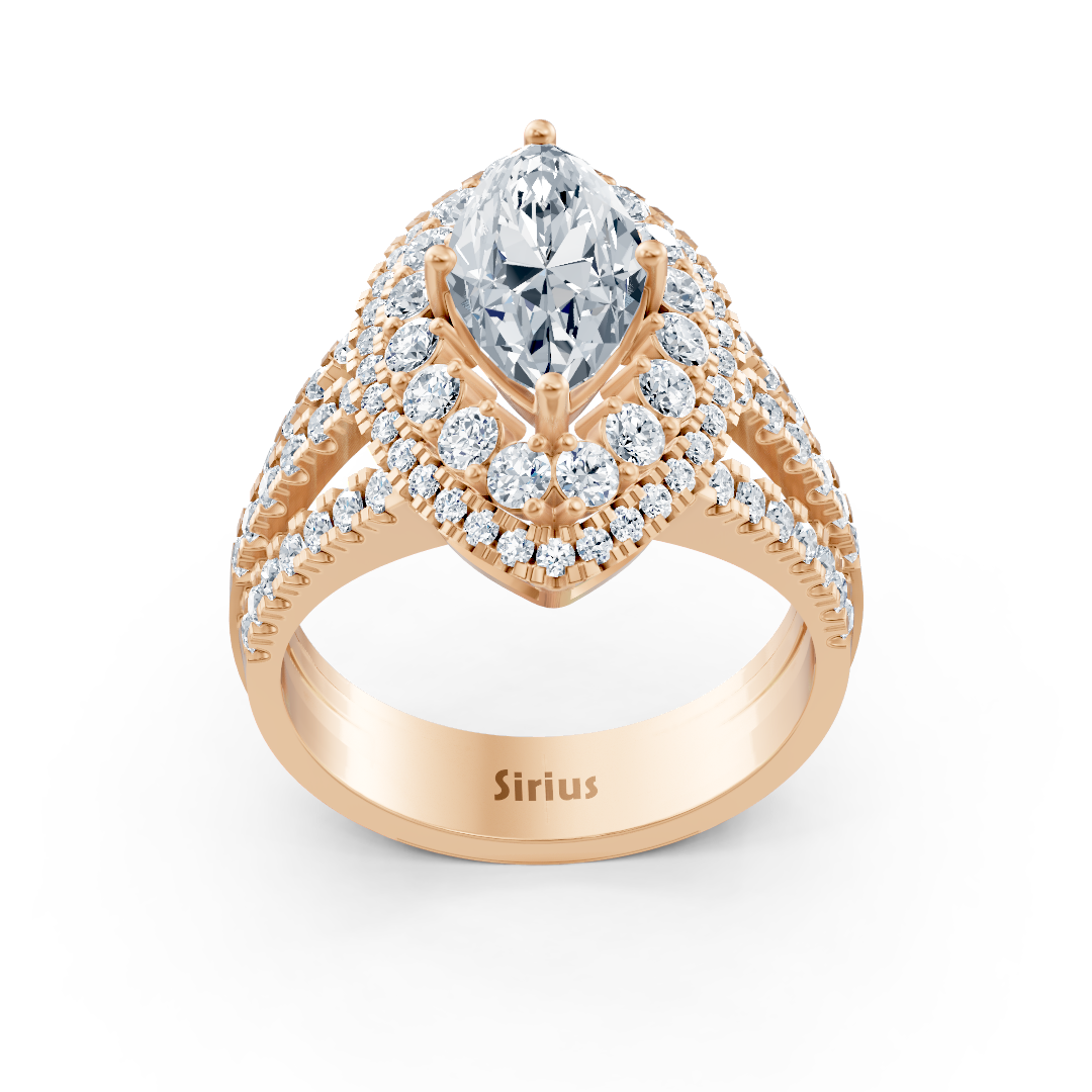 Prächtiger Roségoldring mit Marquise-Weißtopas und Diamanten - hochwertiger Schmuck von Rosy Lab Diamonds
