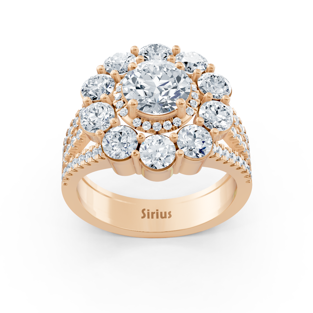 Rose Gold flower ring with white topaz and diamonds – high-quality Jewelry by Rosy Lab Diamonds