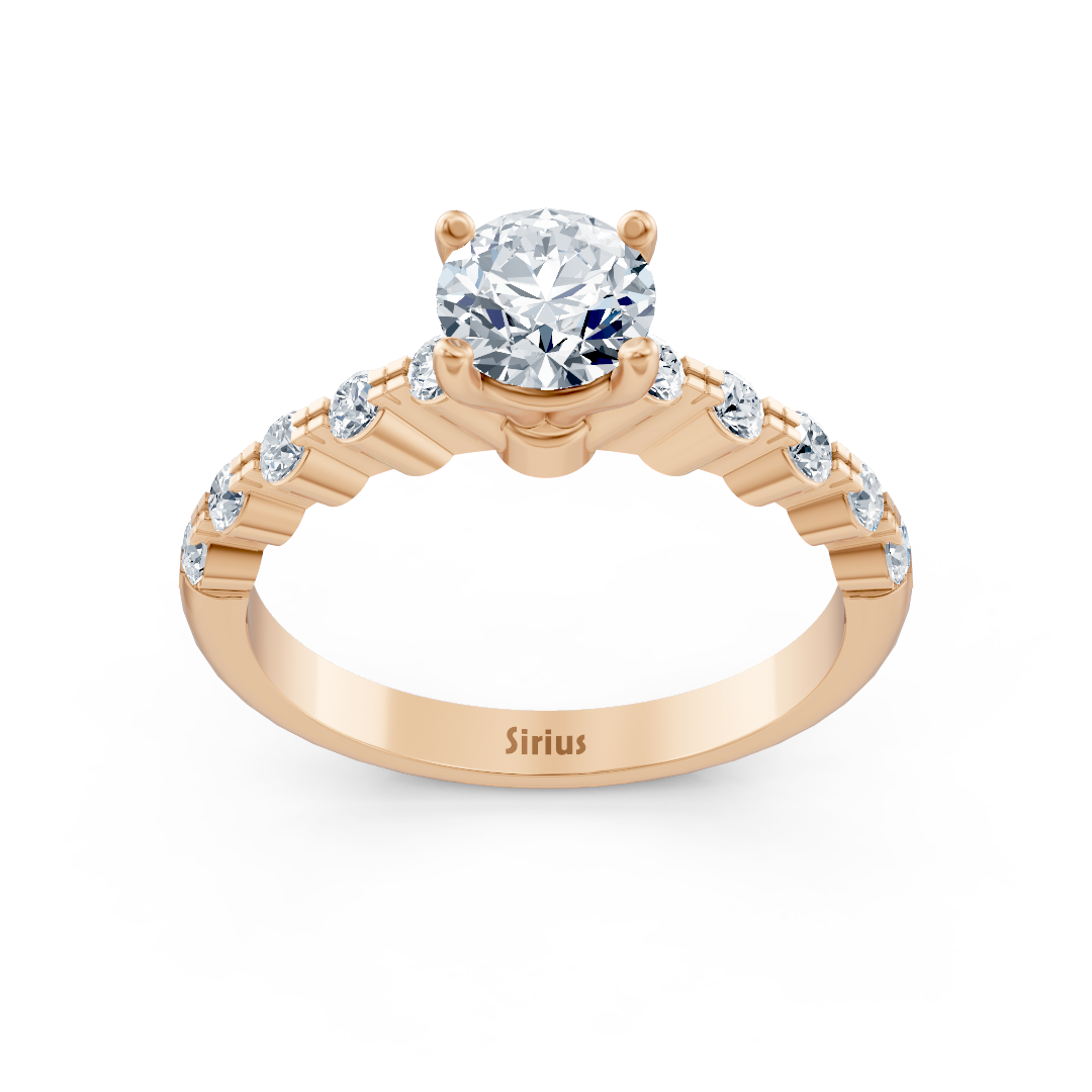 خاتم من الذهب الوردي بألماس مخبري متدرّج وألماسة سوليتير - مجوهرات فاخرة من Rosy Lab Diamonds