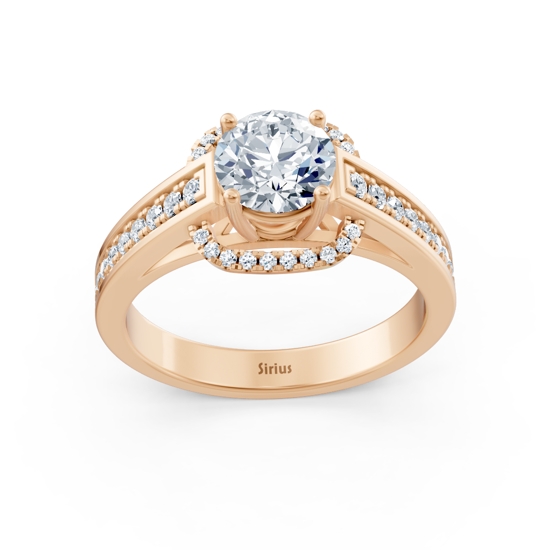 خاتم من ذهب وردي مع توباز أبيض وألماسات مختبرية رقيقة - مجوهرات فاخرة من Rosy Lab Diamonds