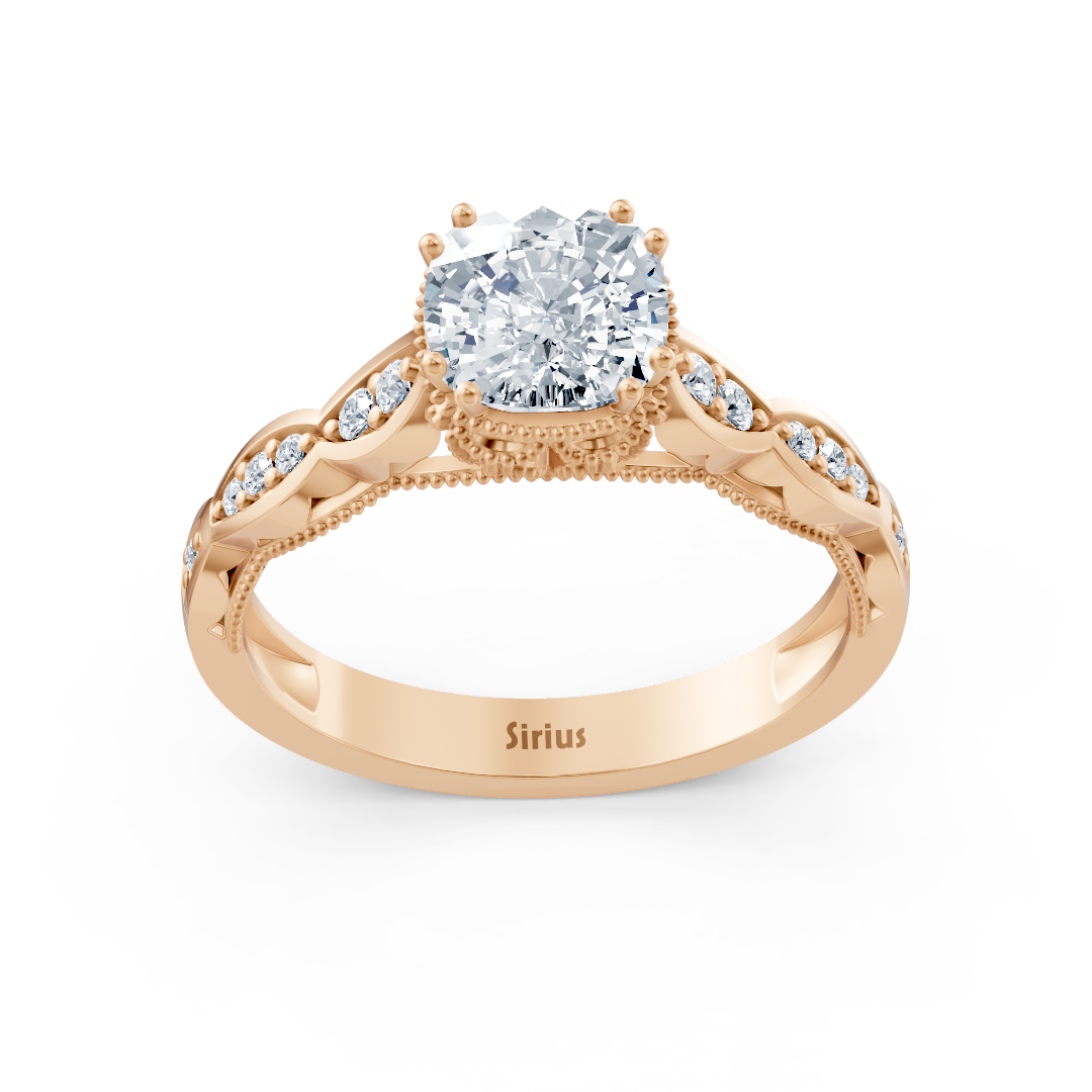 Romantic rose gold ring with cushion white topaz 