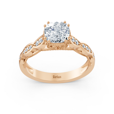 Romantic rose gold ring with cushion white topaz 