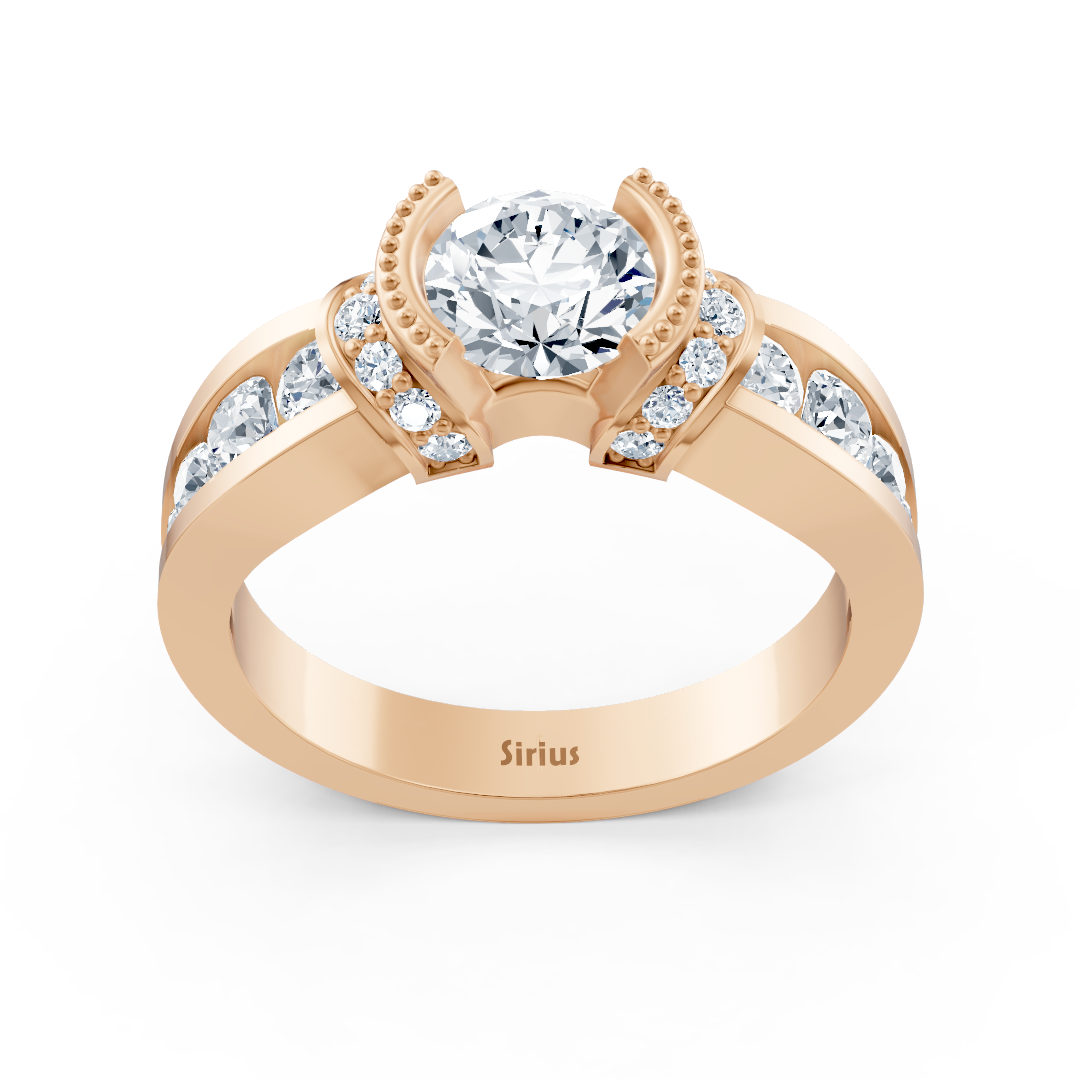 Bague en Or Rose avec topaze blanche et diamants de laboratoire dégradés – Bijoux haut de gamme de Rosy Lab Diamonds