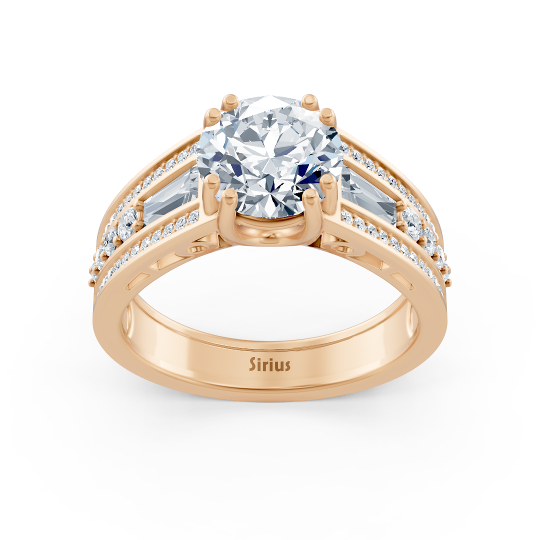 Baguette topaz ve 2,50 ct laboratuvar pırlantalı Rose Altın yüzük - Rosy Lab Diamonds’tan yüksek kaliteli Mücevher