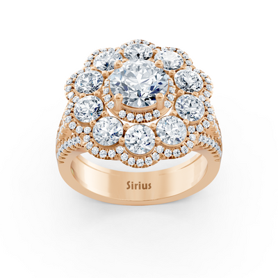 Rose gold cocktail ring with 4.50 ct. lab diamonds & white topaz