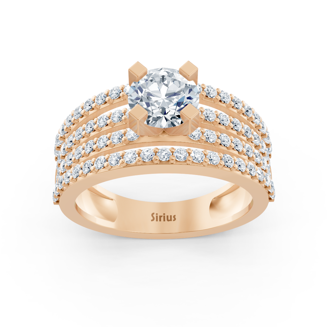 Bague en or rose avec 1,50 ct. diamants de laboratoire en style pavé