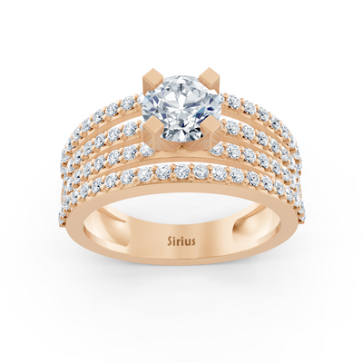 Bague en or rose avec 1,50 ct. diamants de laboratoire en style pavé