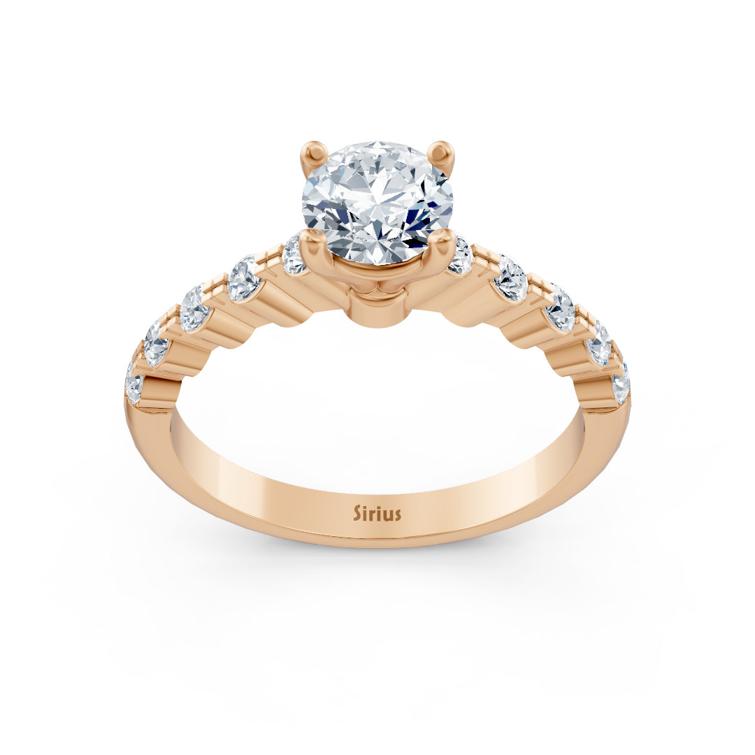 Halbe Eternity & Solitaire Bague Diamant Or Rose